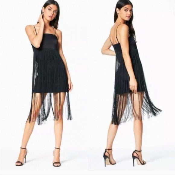Ramy Brook Rikki black tassel flapper midi dress - Picture 1 of 12